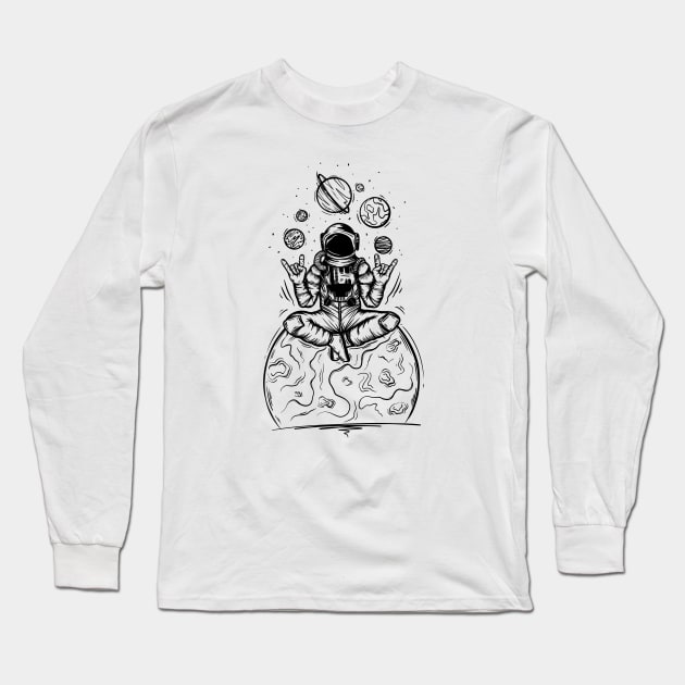 Yoga Astronaut Long Sleeve T-Shirt by P7 illustrations 